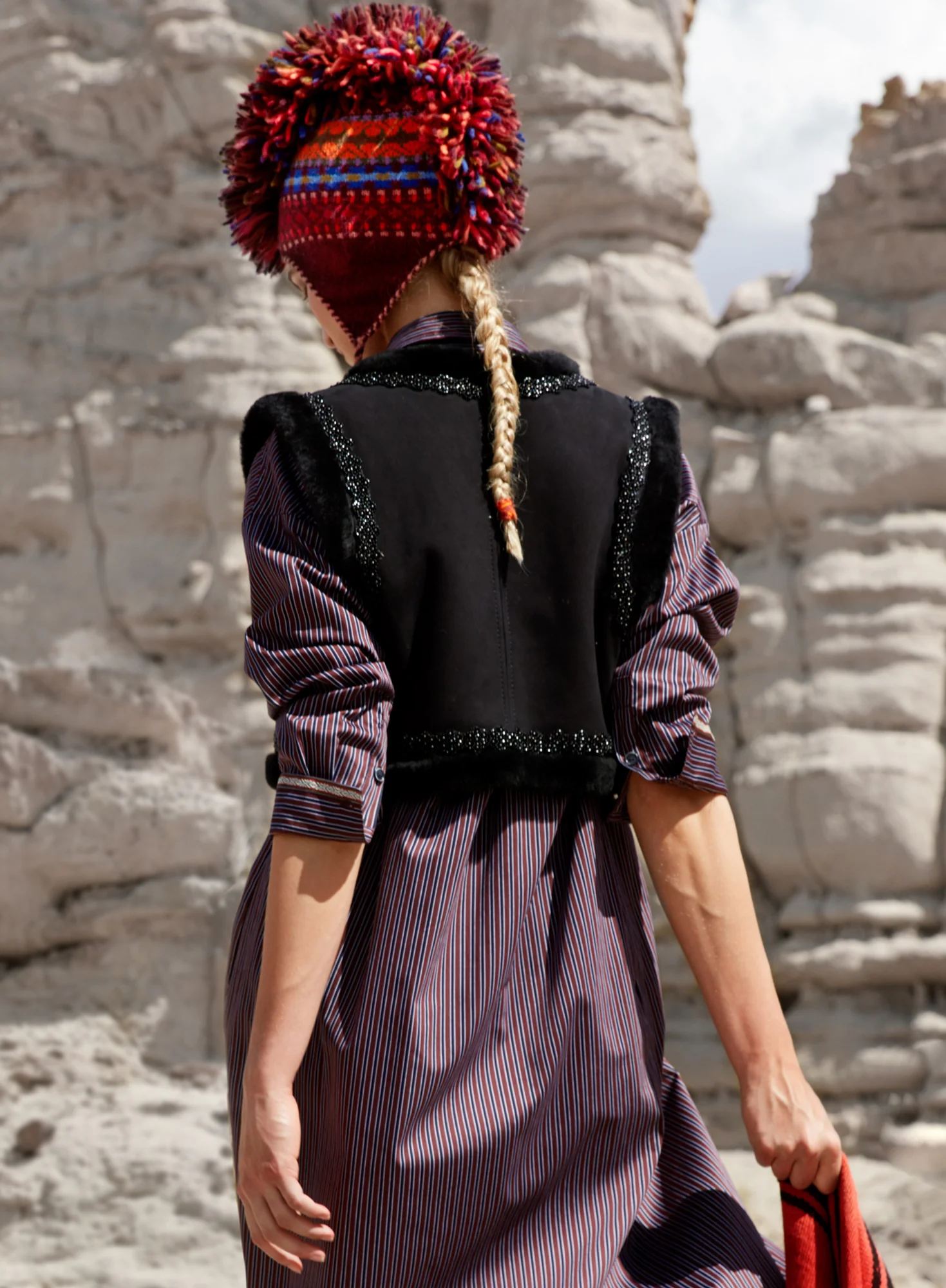 Beaded Shearling Waistcoat - Image 2