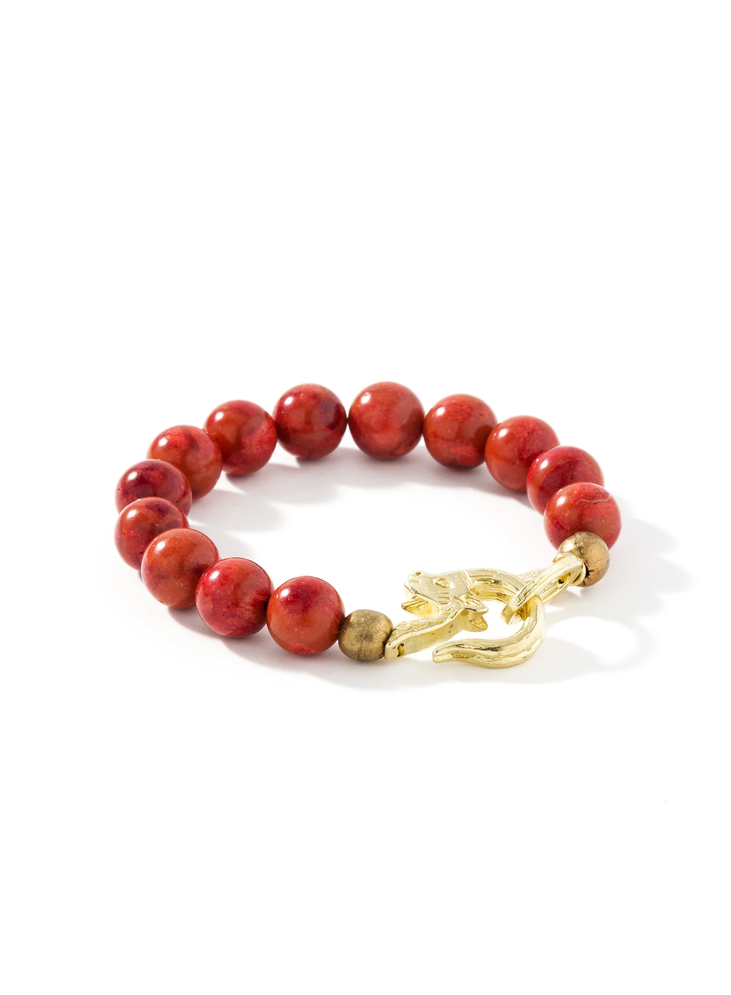 Coral And Brass Bead Bracelet - Image 2