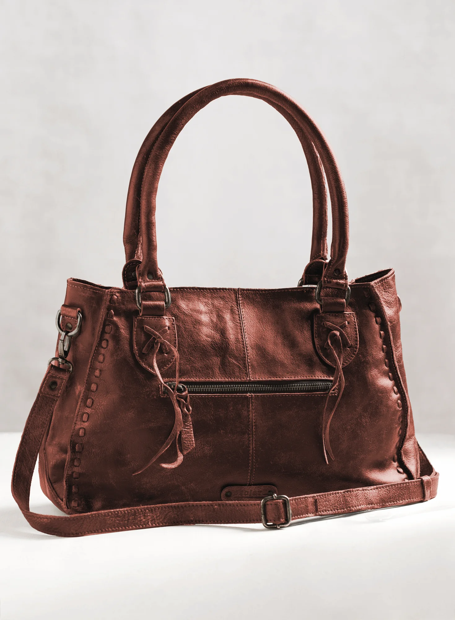 Distressed Leather Satchel