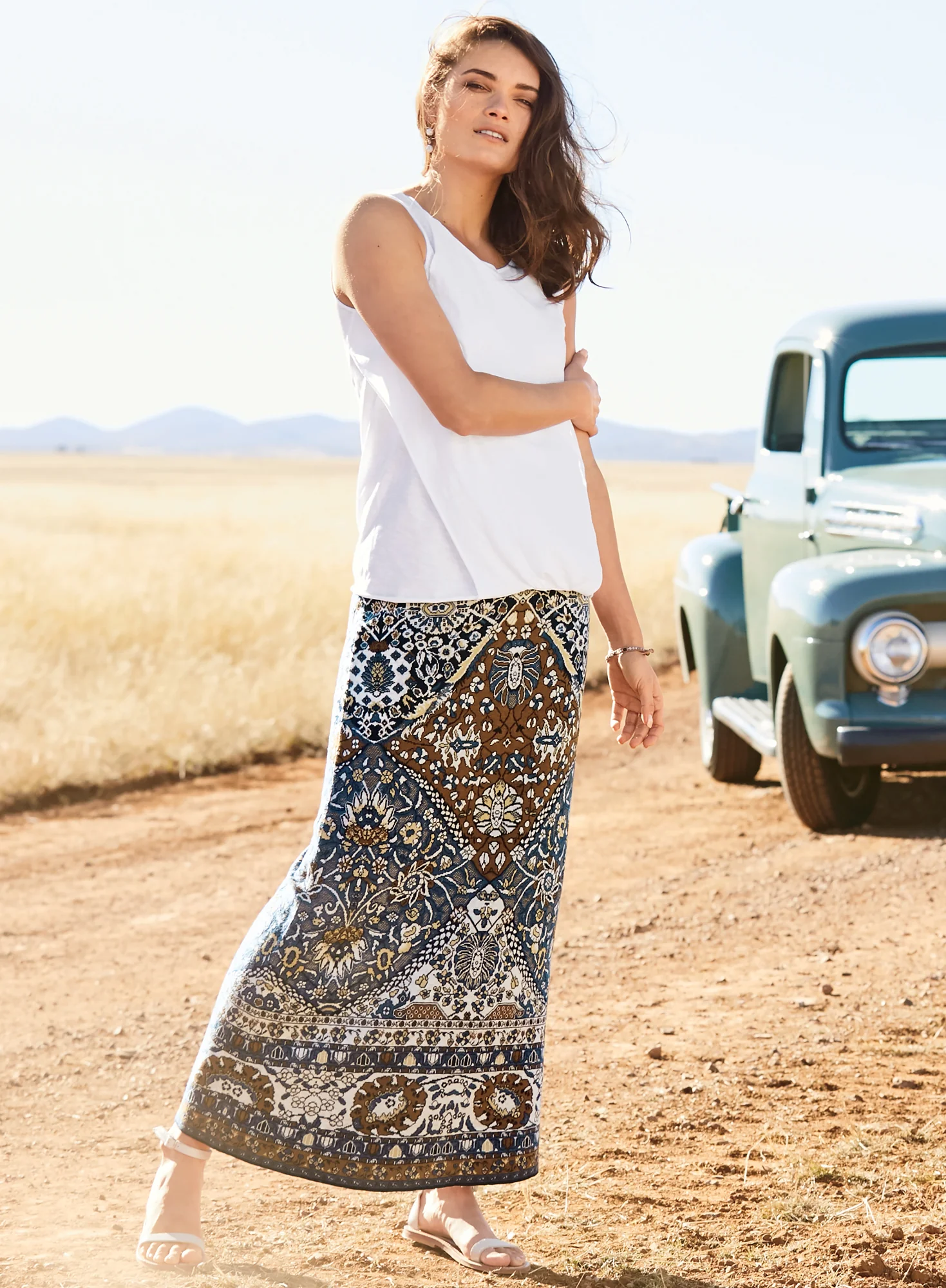 Faded Rug Skirt 34"