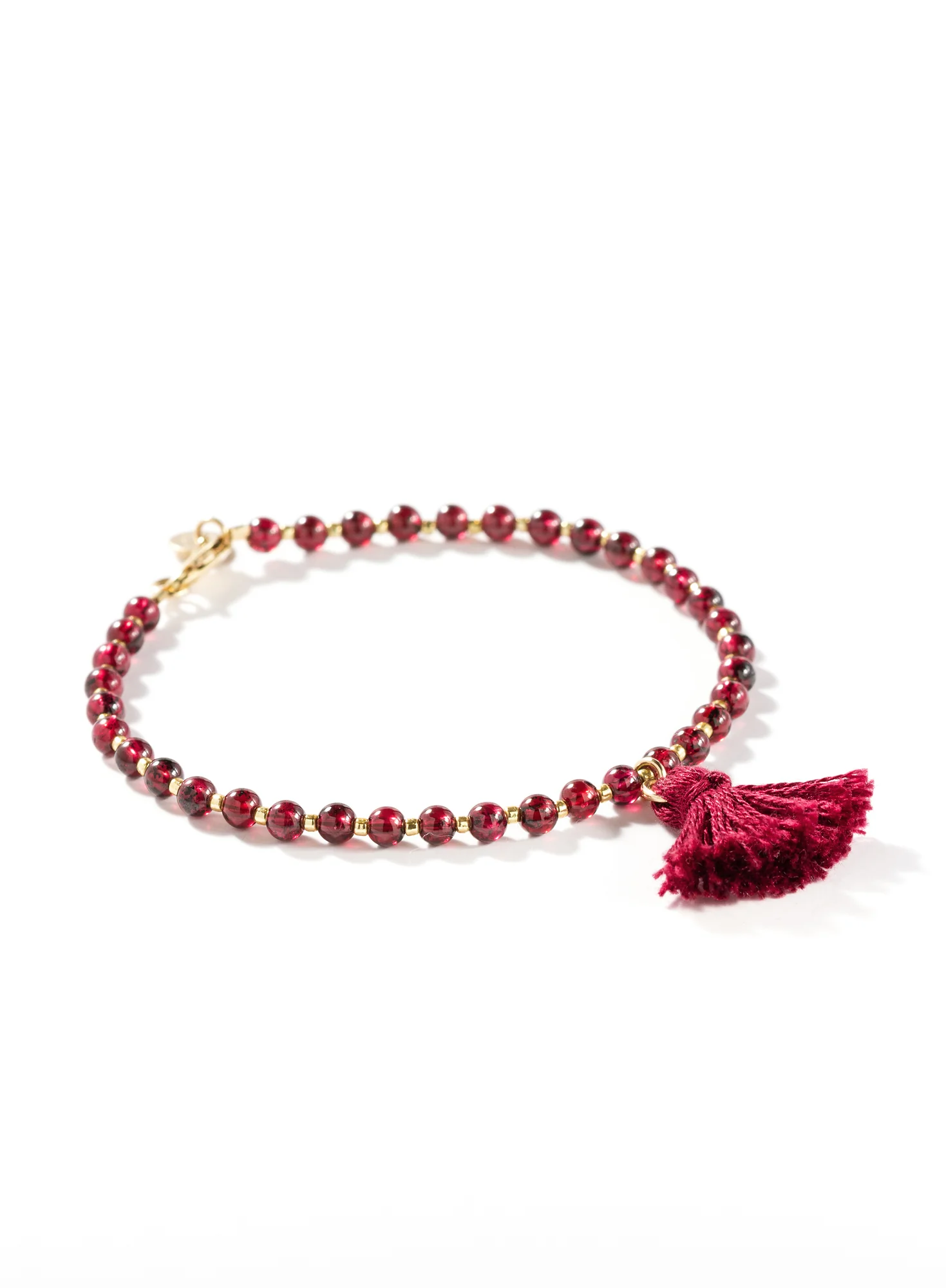 Garnet Bead And Tassel Bracelet