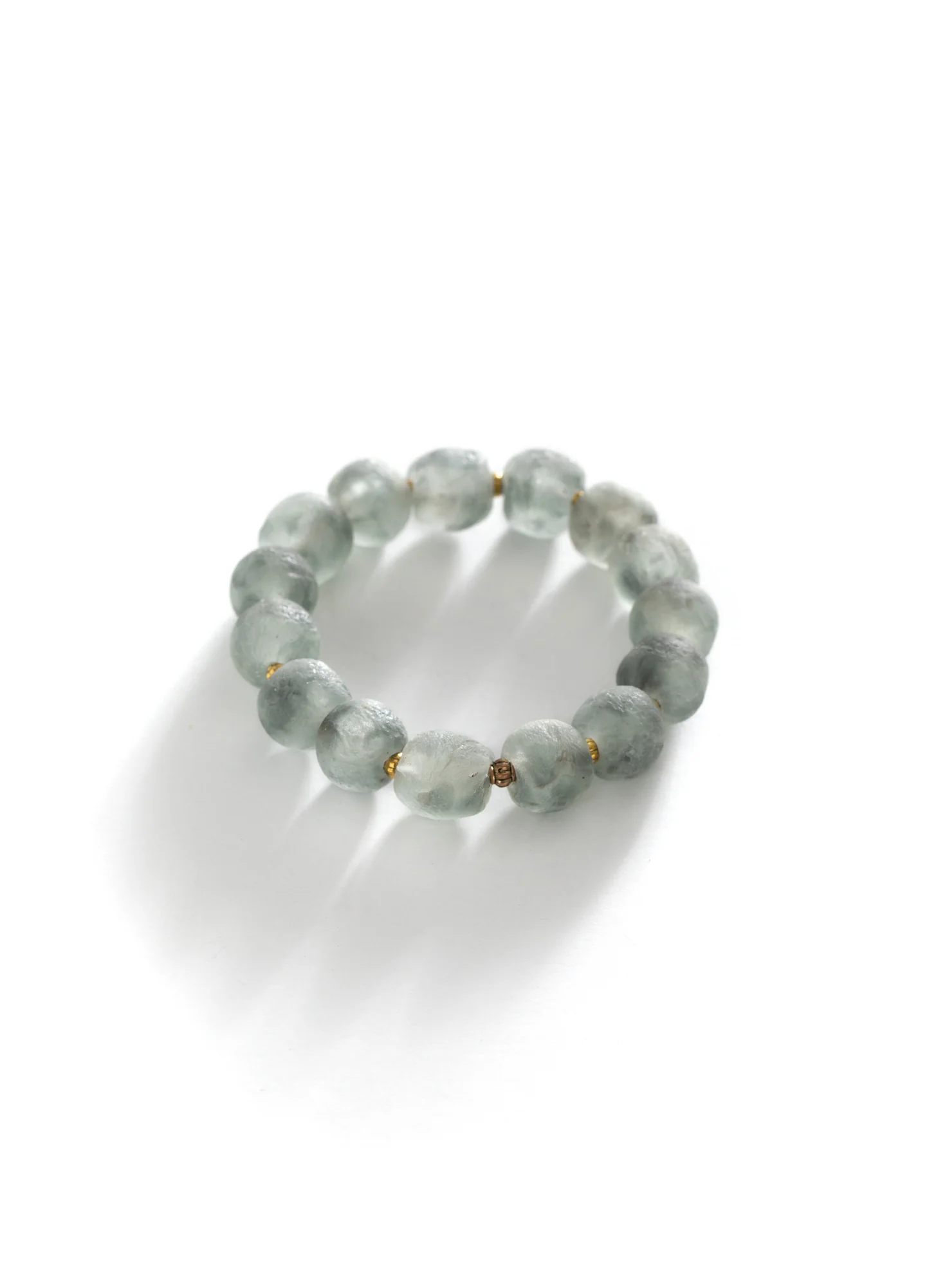 Seagreen Glass/Brass Stretch Bracelet