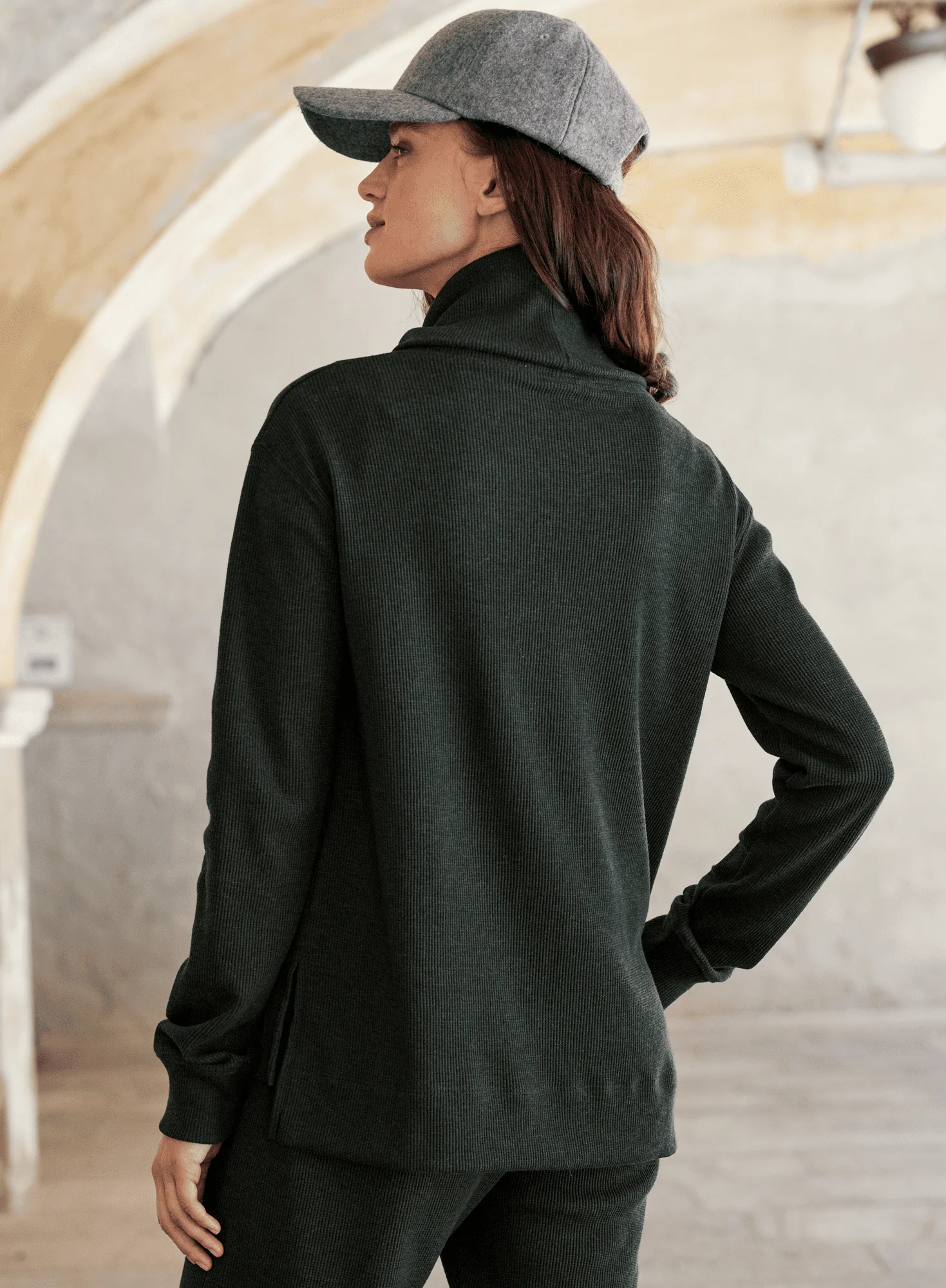 Waffle Cowl Neck Top - Image 2